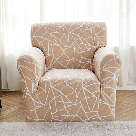 Housse de fauteuil extensible Beige graphique