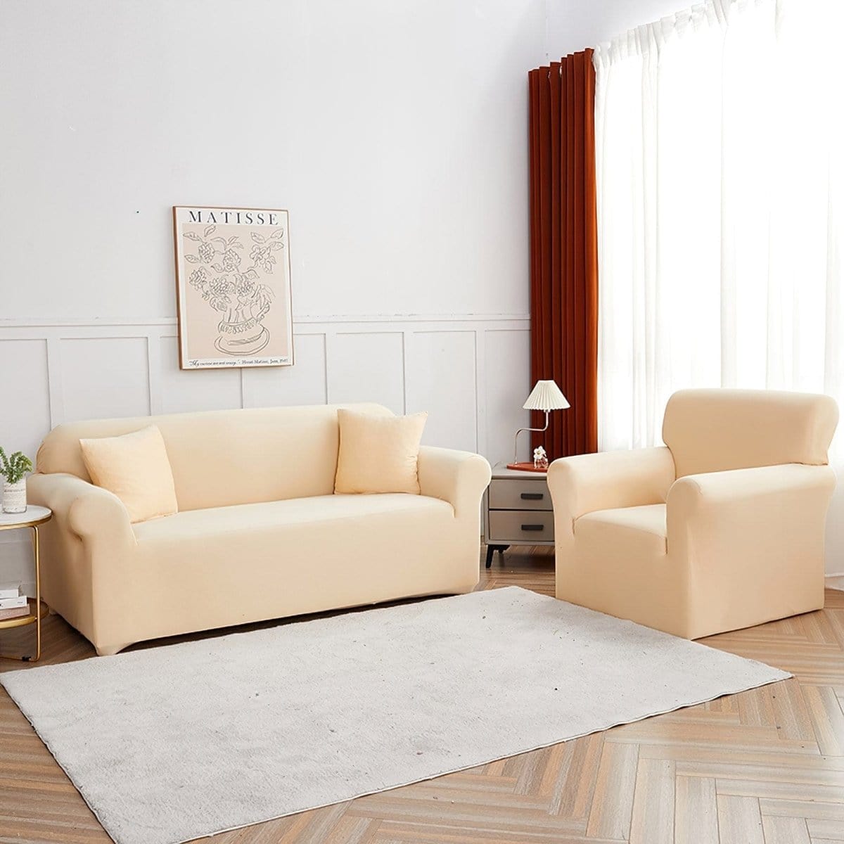 Housse de fauteuil extensible Beige — vue 5