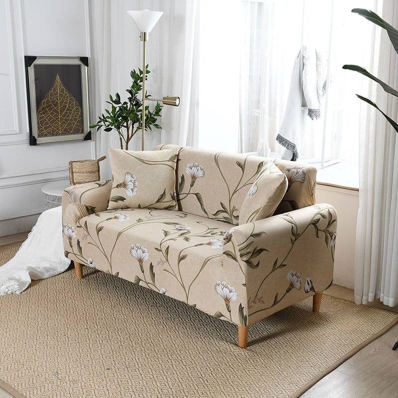 Housse de canapé déperlante Écru fleurs blanches — vue 4