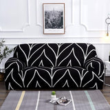 Housse de canapé extensible Noir feuillage