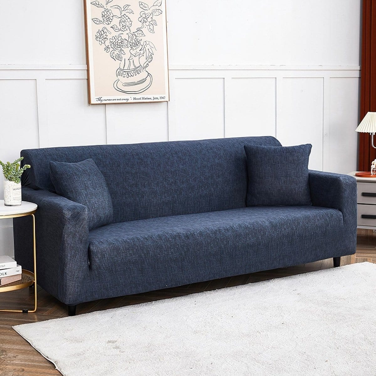Housse de canapé extensible Bleu marine chiné — vue 4