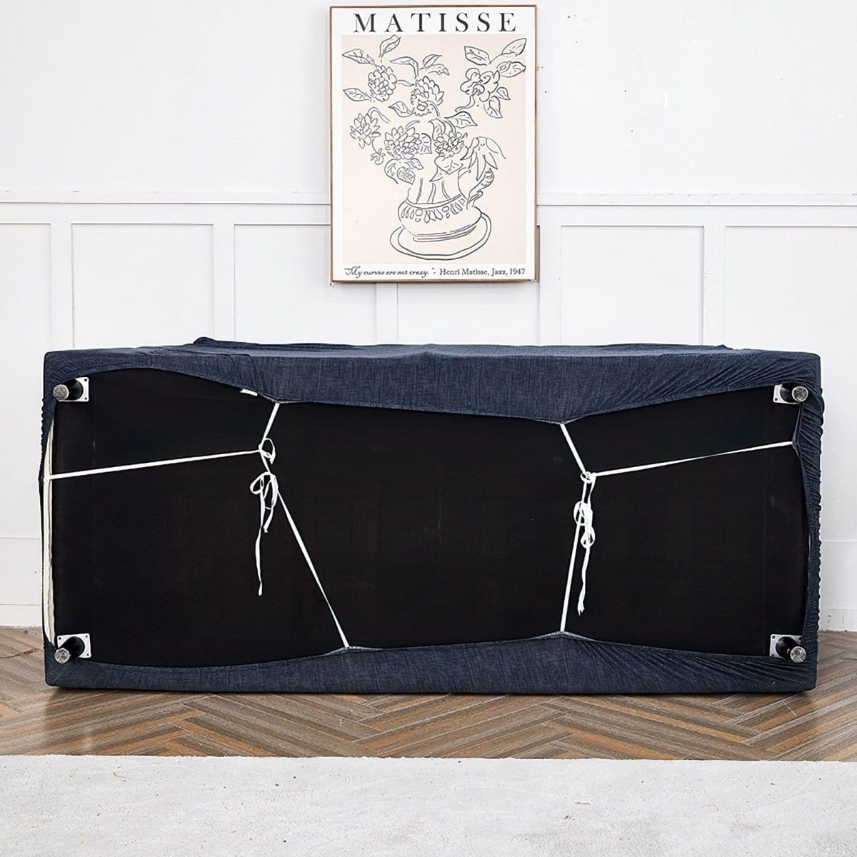 Housse de canapé extensible Bleu marine chiné — vue 7
