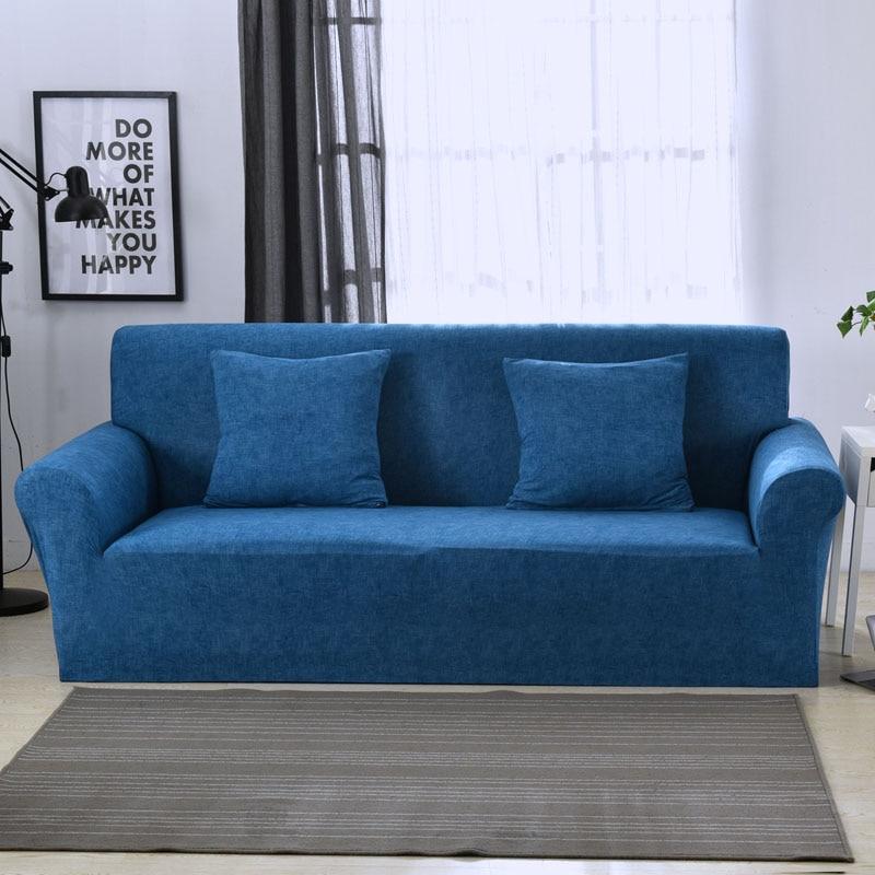 Housse de canapé extensible Bleu jean chiné — vue 2