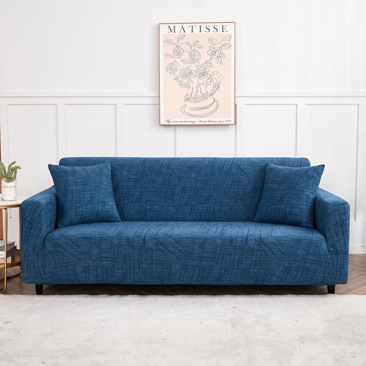 Housse de canapé extensible Bleu jean chiné