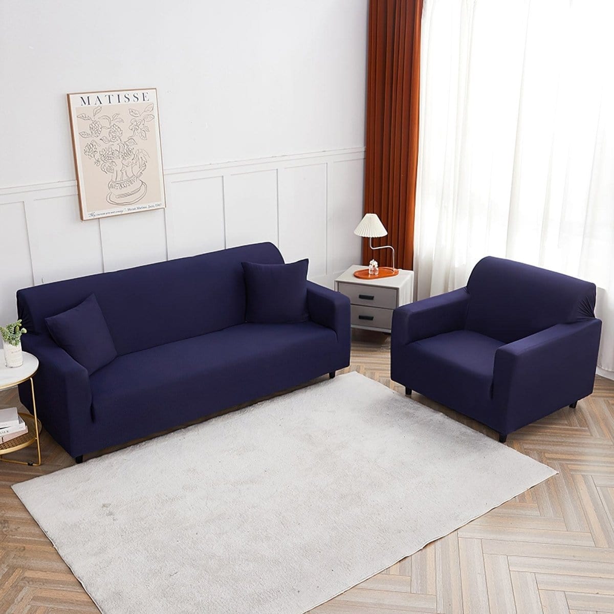 Housse de canapé extensible Bleu marine — vue 4