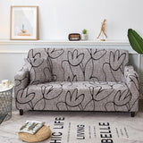 Housse de canapé extensible Gris tulipes