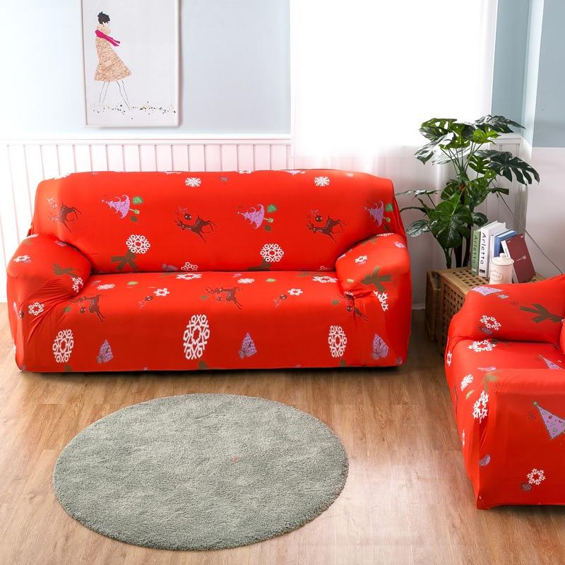 Housse de canapé extensible de Noël, Rouge sapins violets — vue 2