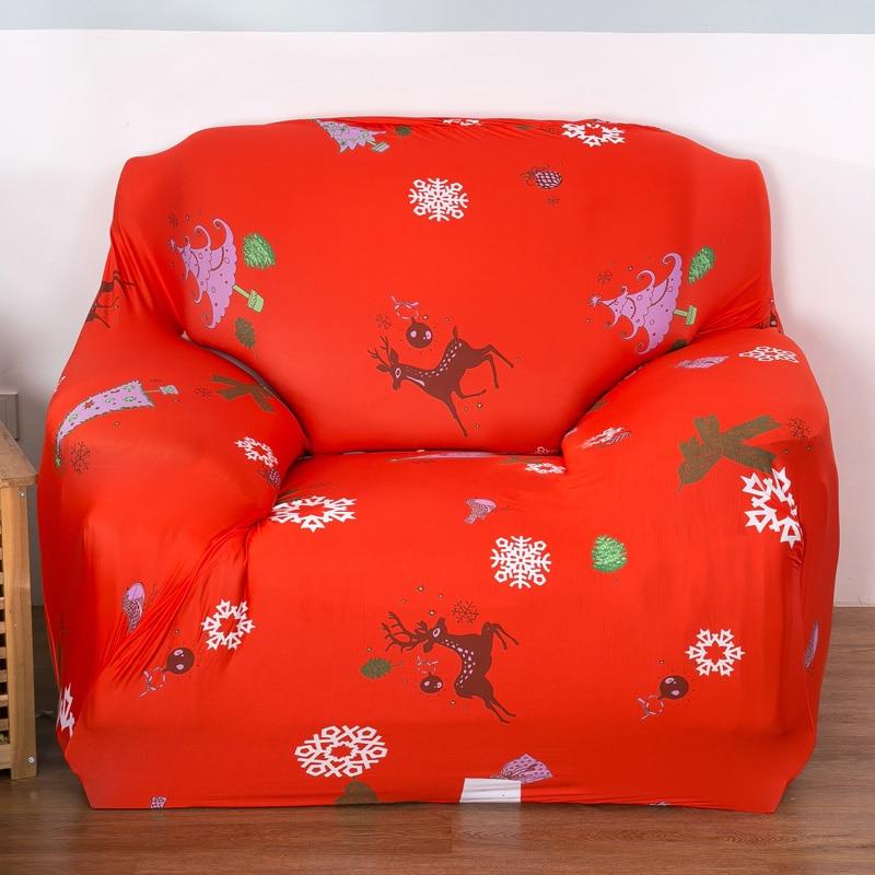 Housse de canapé extensible de Noël, Rouge sapins violets — vue 3