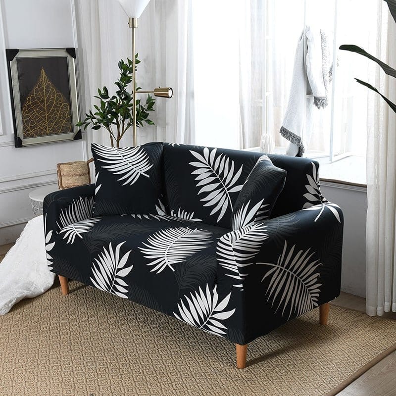Housse de canapé déperlante Noir palmes blanches — vue 4