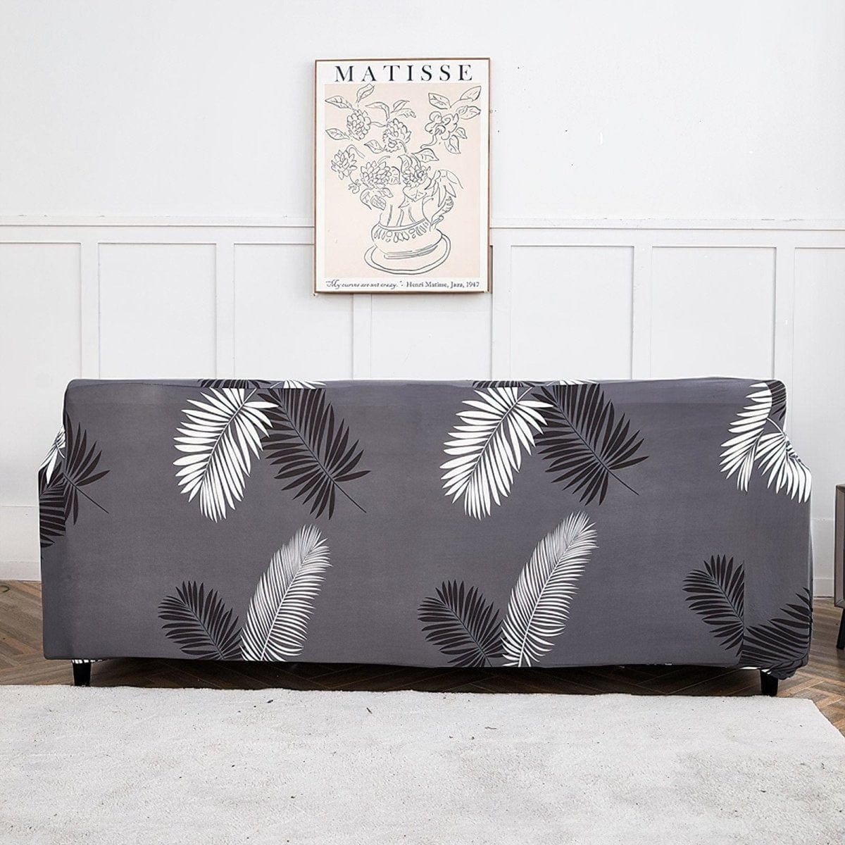 Housse de canapé extensible Gris palmes — vue 8