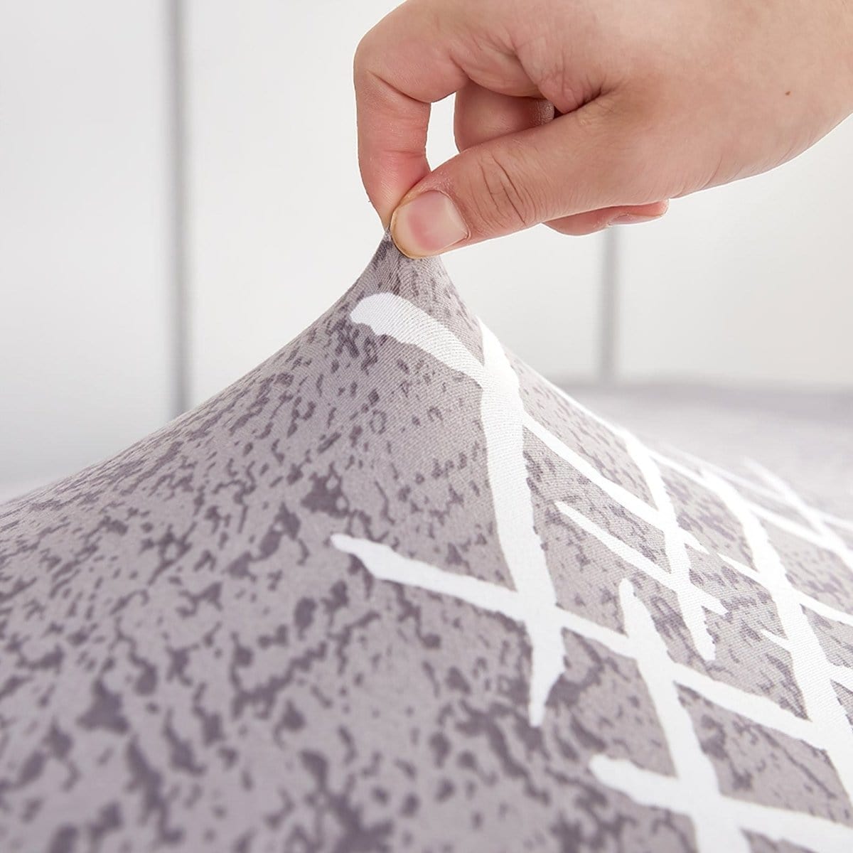 Housse de canapé extensible Gris croisillons — vue 3