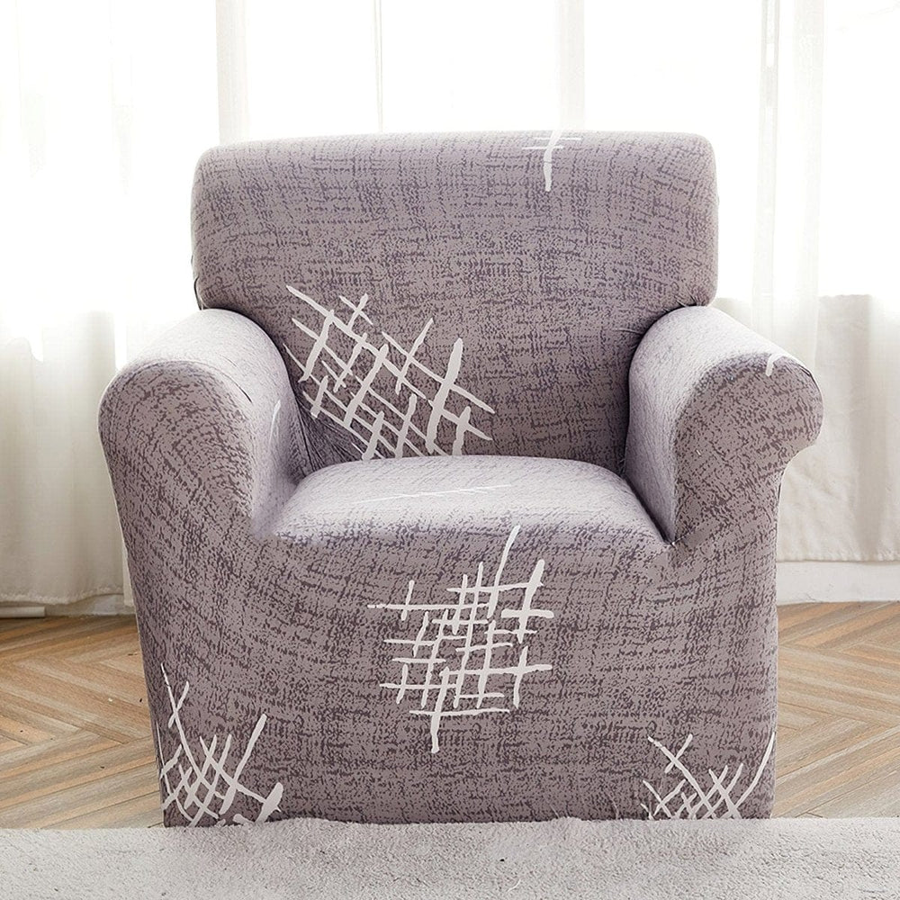 Housse de fauteuil extensible Gris croisillons