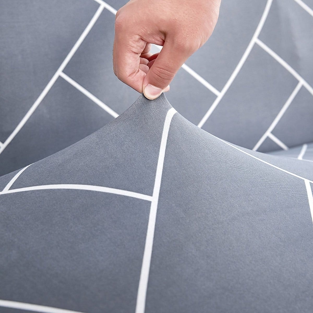 Housse de canapé extensible Gris chevrons — vue 3