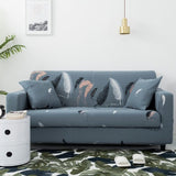 Housse de canapé extensible Bleu gris plumes