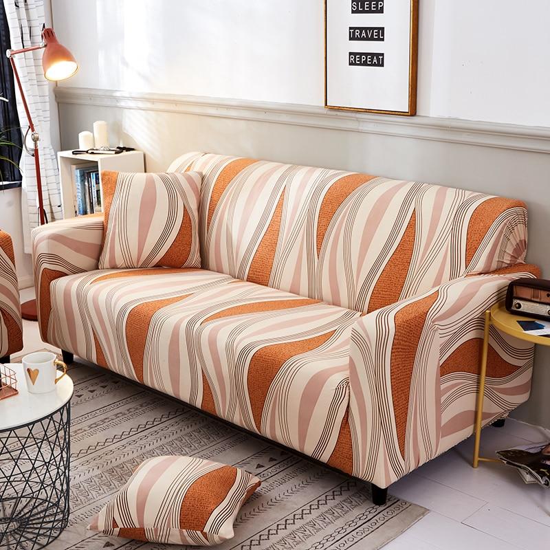 Housse de canapé extensible Terracotta ondulations