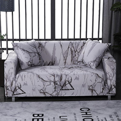 Housse de canapé extensible Blanc marbré