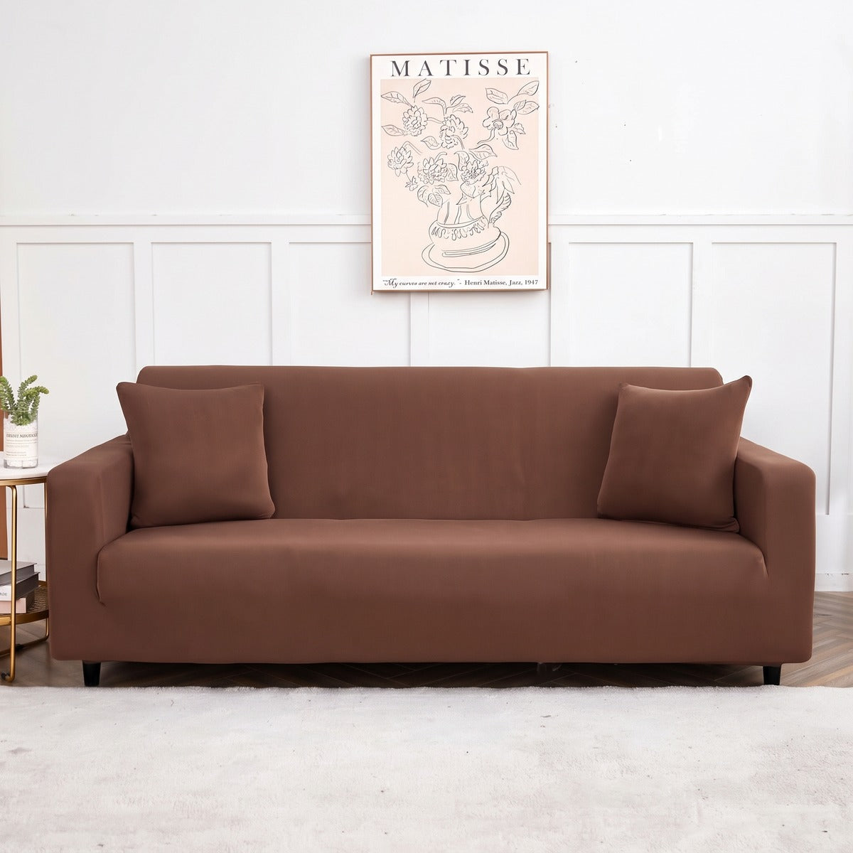 Housse de canapé extensible Marron