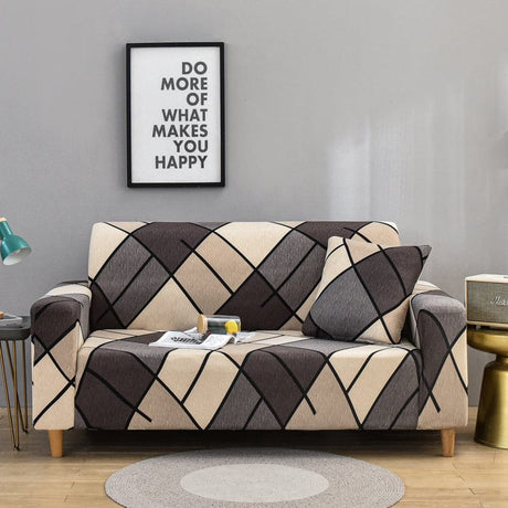 Housse de canapé extensible Brun losanges