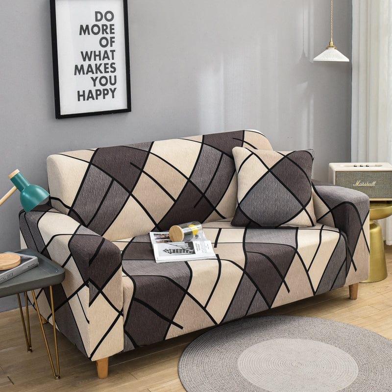 Housse de canapé extensible Brun losanges — vue 3