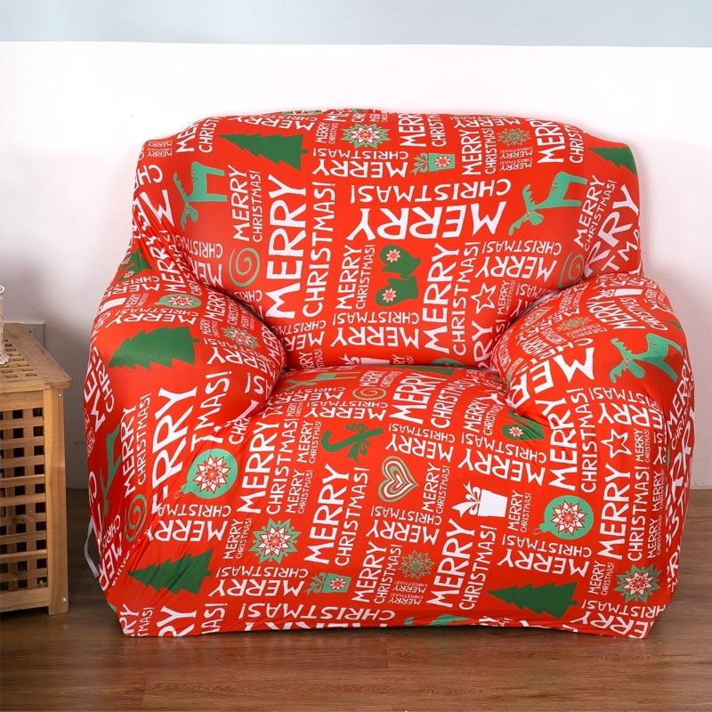 Housse de canapé extensible de Noël, Rouge lettrage de Noël — vue 2