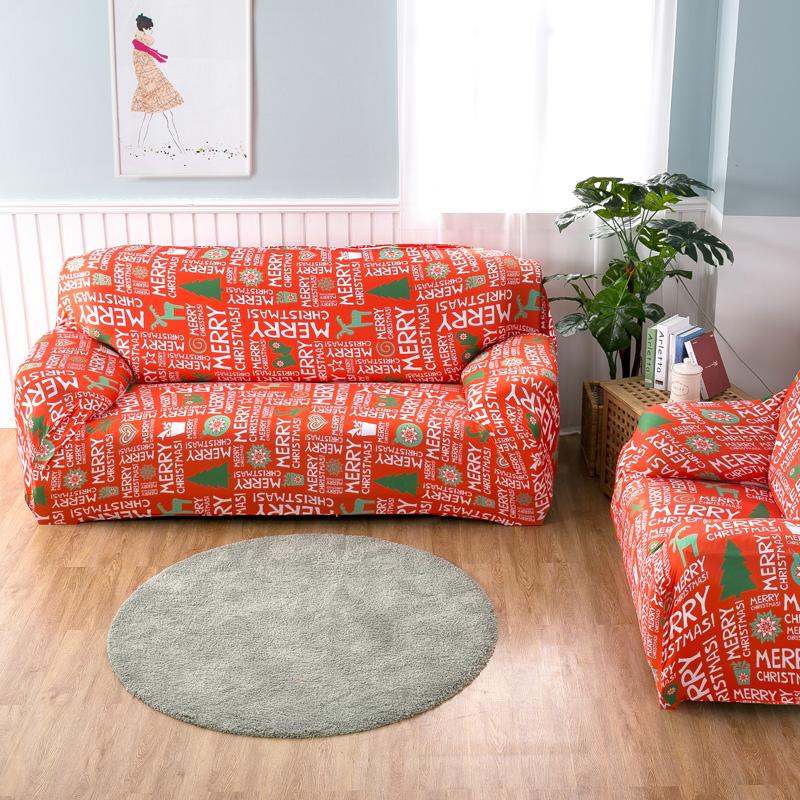 Housse de canapé extensible de Noël, Rouge lettrage de Noël — vue 3