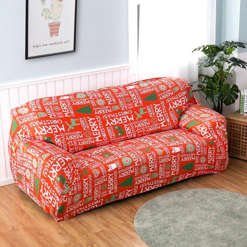 Housse de canapé extensible de Noël, Rouge lettrage de Noël