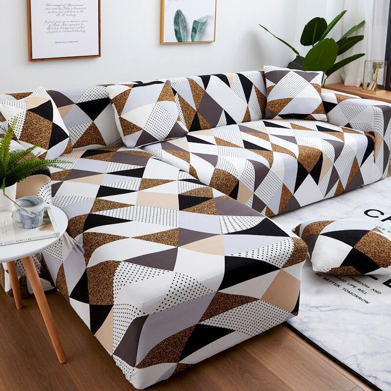 Housse de canapé extensible Patchwork brun et noir — vue 3