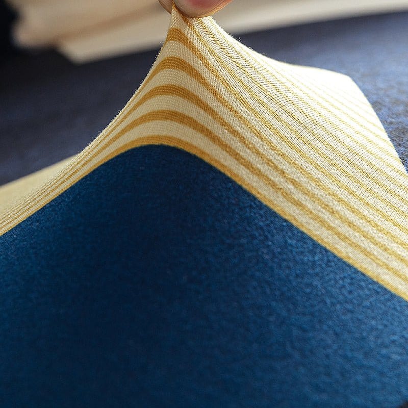 Housse de canapé extensible Géométrique bleu et sable — vue 2