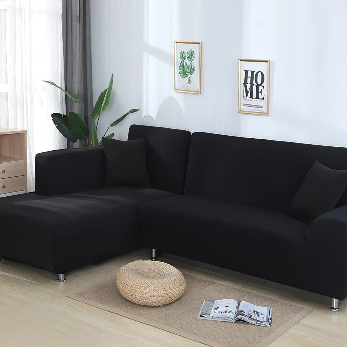 Housse de canapé extensible Noir — vue 3