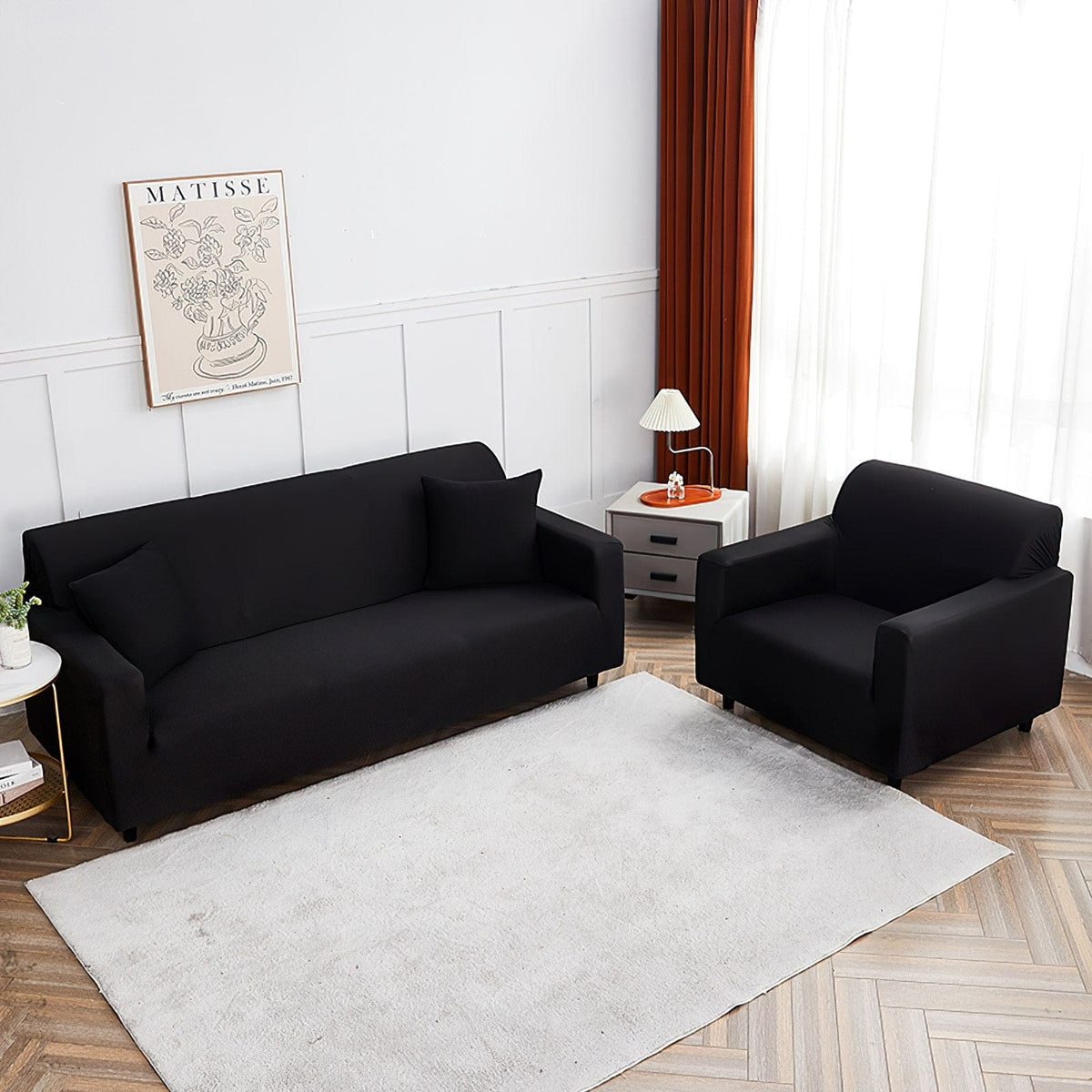 Housse de canapé extensible Noir — vue 5