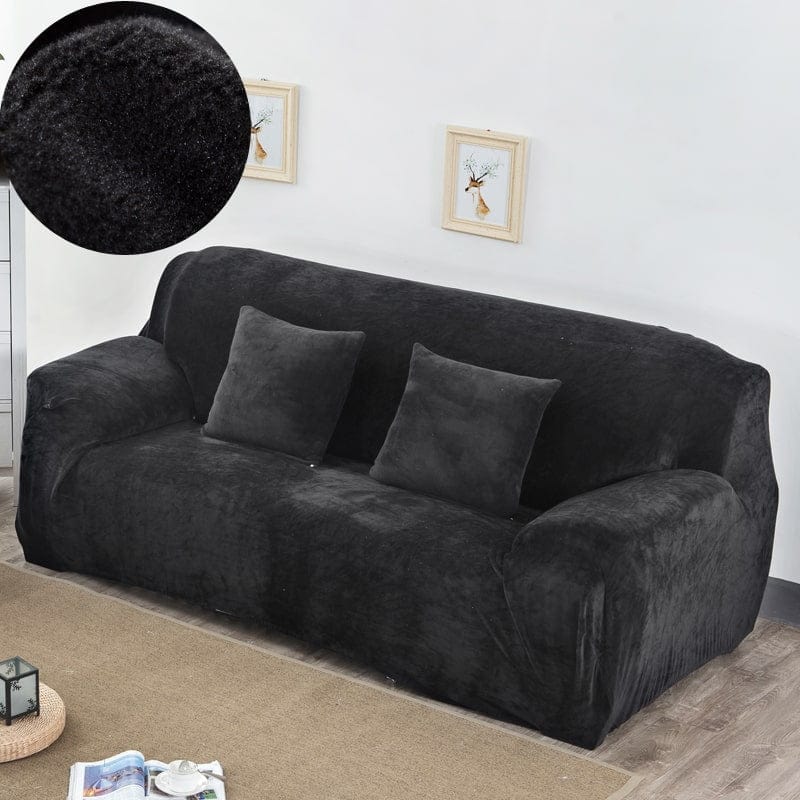 Housse de canapé en velours Noir de jais