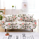 Housse de canapé extensible Écru fleuri rose