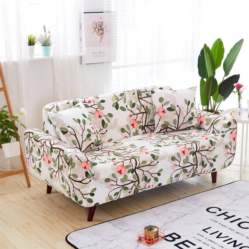 Housse de canapé extensible Écru fleuri rose — vue 3