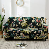 Housse de canapé extensible Noir floral tropical