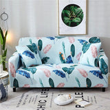 Housse de canapé extensible Bleu ciel feuilles