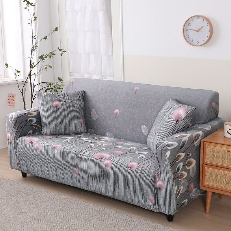 Housse de canapé déperlante Gris pompons roses — vue 3