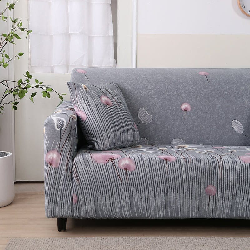 Housse de canapé déperlante Gris pompons roses — vue 4