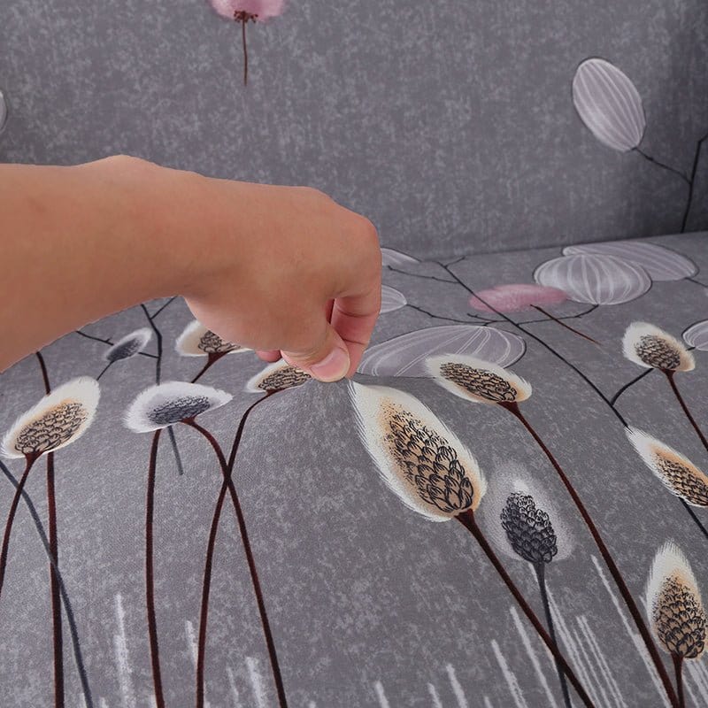 Housse de canapé déperlante Gris pompons roses — vue 5