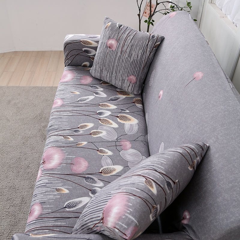Housse de canapé déperlante Gris pompons roses — vue 6