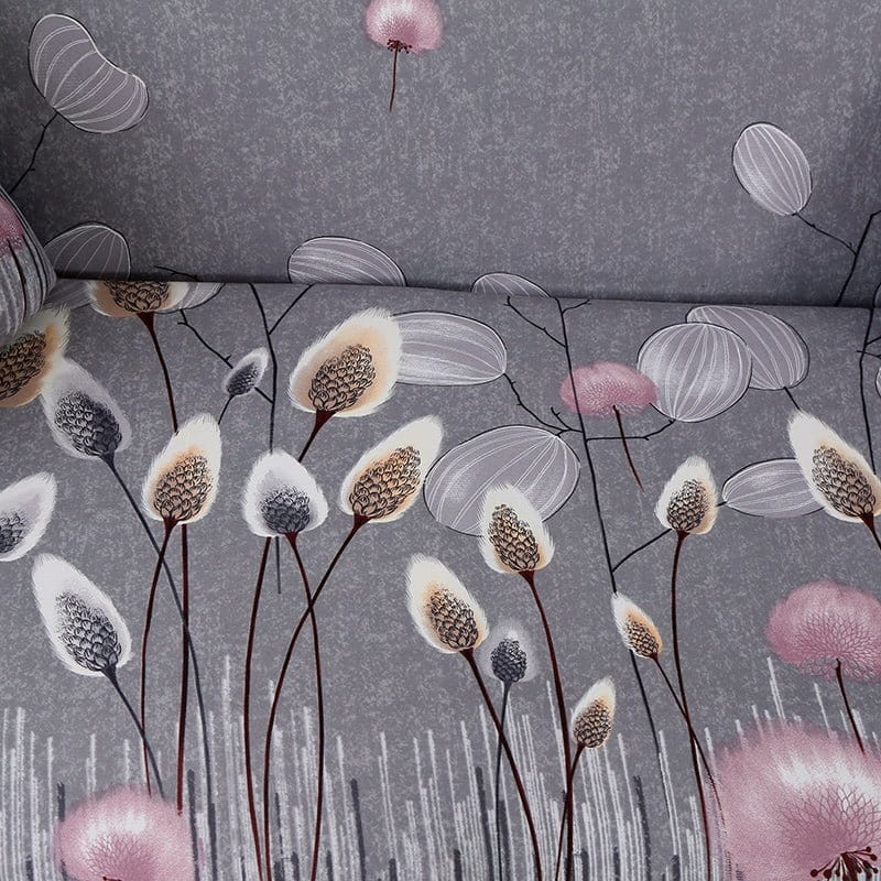 Housse de canapé déperlante Gris pompons roses — vue 9