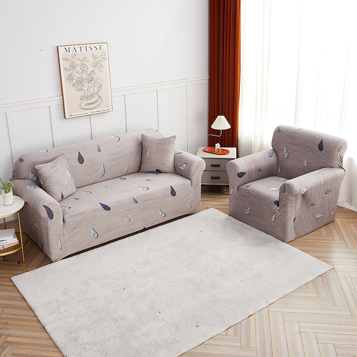 Housse de canapé extensible Beige gouttes — vue 2