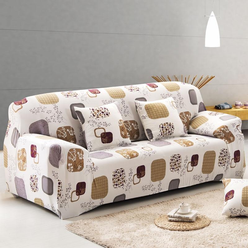 Housse de canapé extensible Écru carrés colorés — vue 3