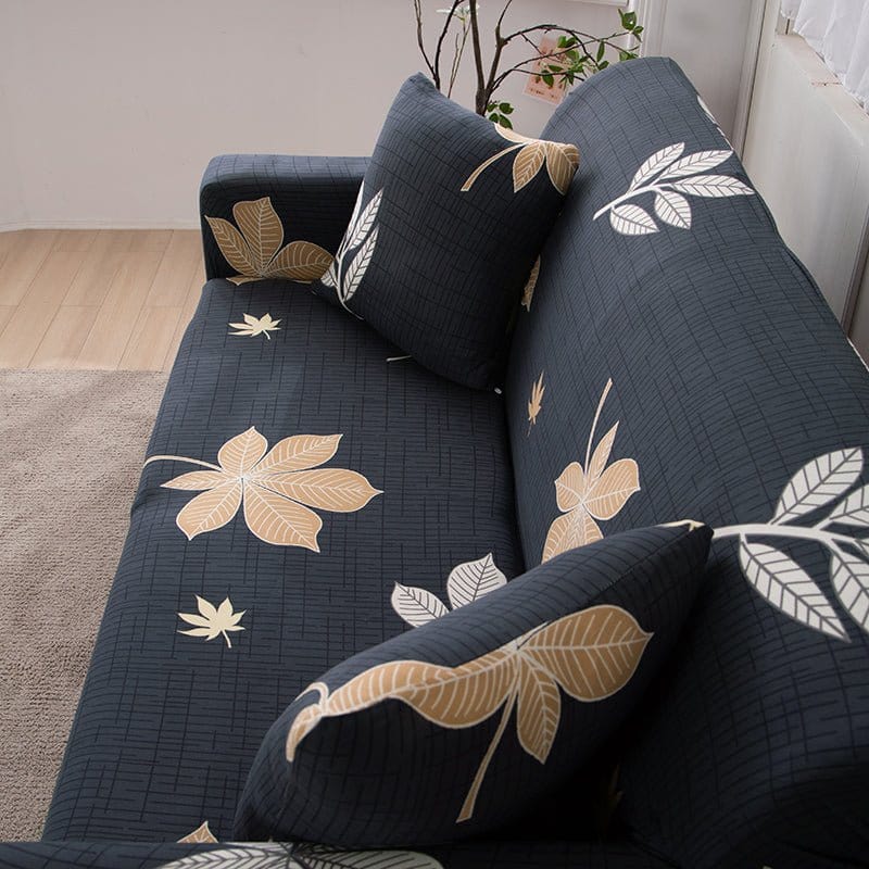 Housse de canapé déperlante Bleu nuit fleur dorée — vue 9