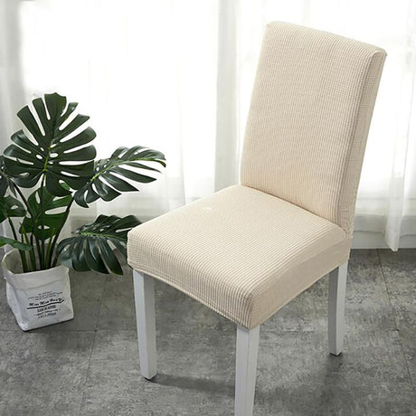 Housse de chaise déperlante, Blanc cassé, posée sur une chaise