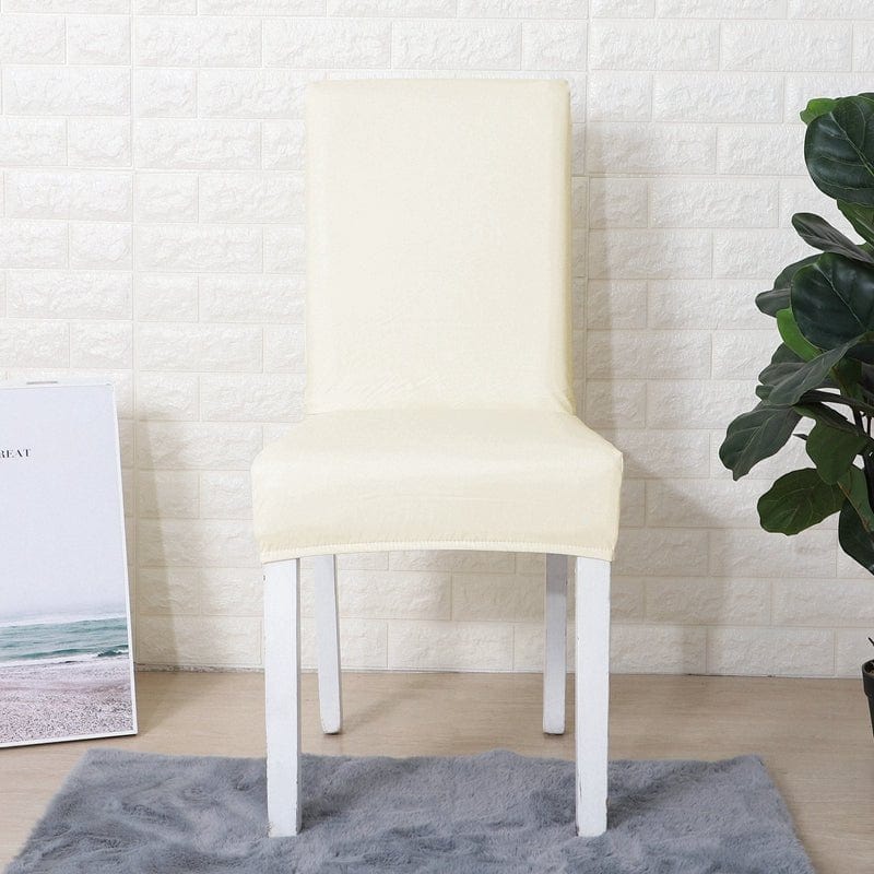 Housse de chaise en simili cuir, Ivoire, posée sur une chaise — vue 2