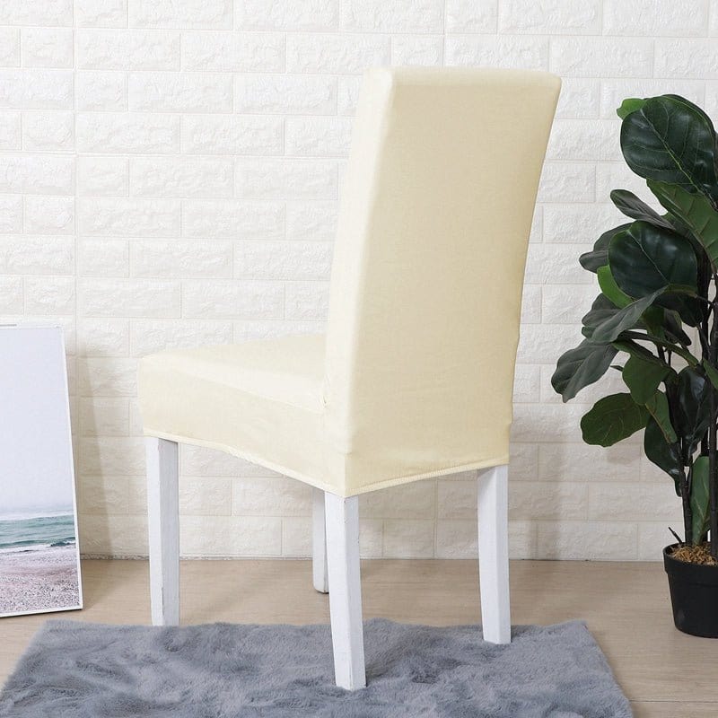 Housse de chaise en simili cuir, Ivoire, posée sur une chaise — vue 3