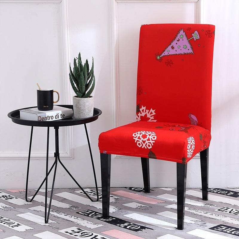 Housse de chaise extensible de Noël, Rouge sapins violets