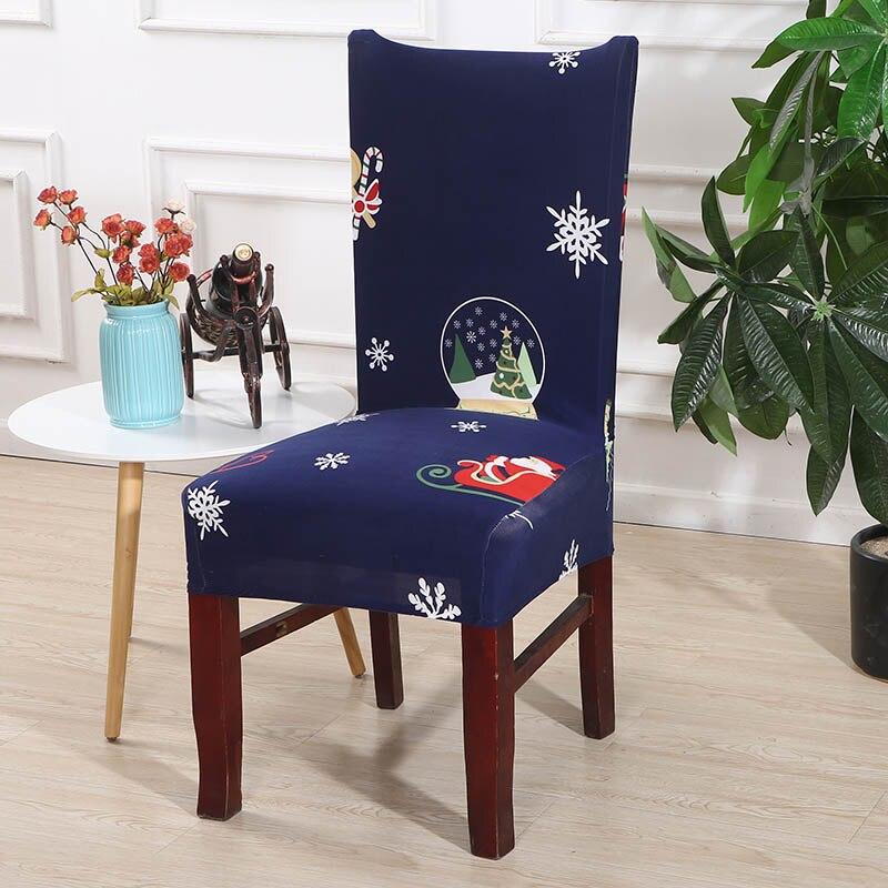 Housse de chaise extensible de Noël, Bleu nuit traîneau