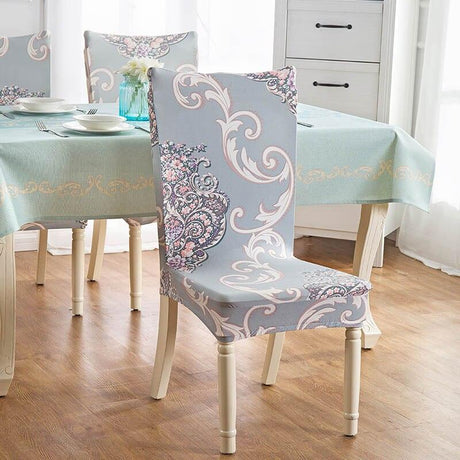 Housse de chaise extensible Gris arabesques