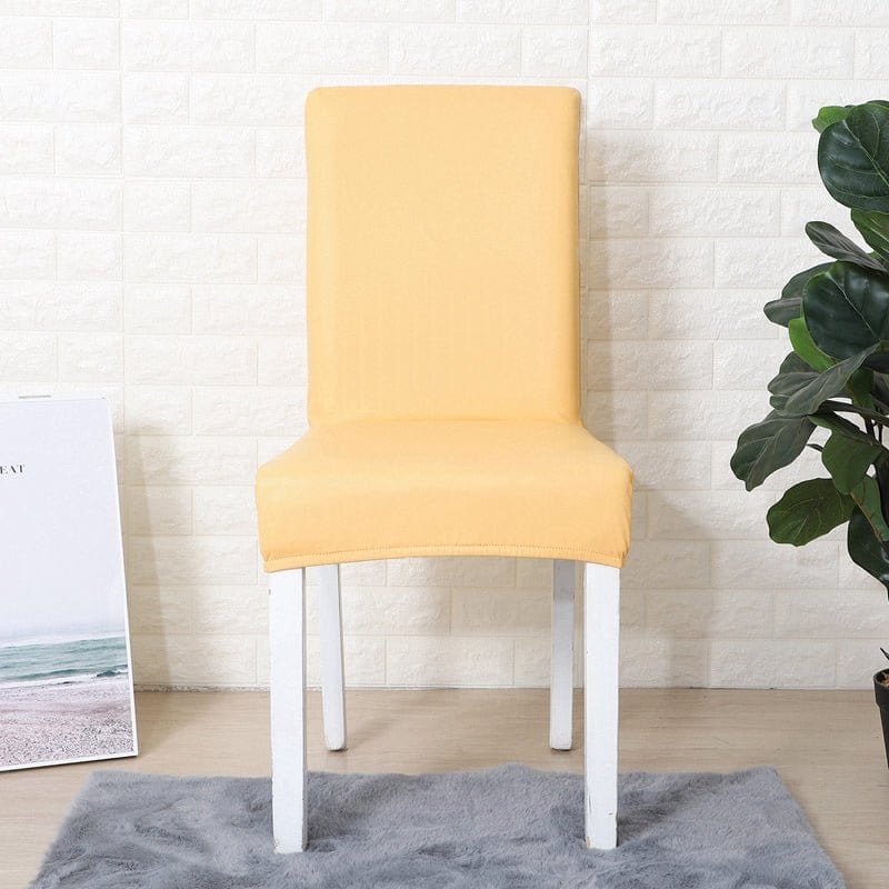 Housse de chaise en simili cuir, Jaune doré, posée sur une chaise — vue 2